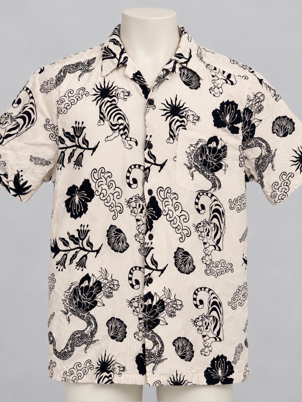 Cream printed Molokai shirt Floral & Tiger Print